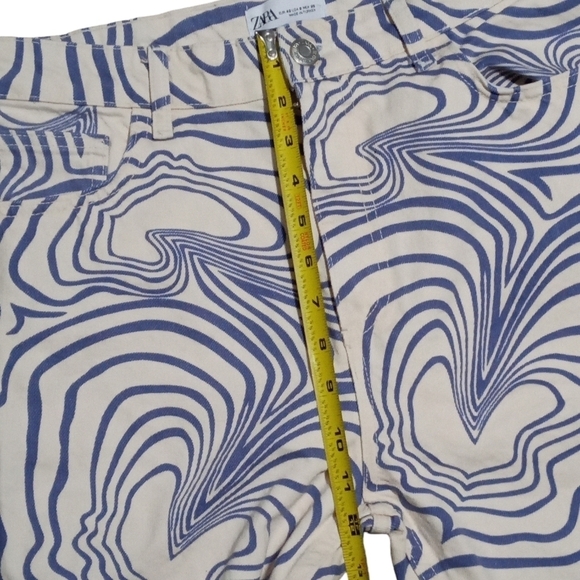 Zara Abstract Marble Print High Rise Straight Leg Pants Women’s Size 8 - Picture 7 of 10